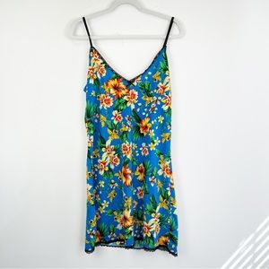 Midnight Coco‎ Blue Floral Chemise Nightgown Size Large